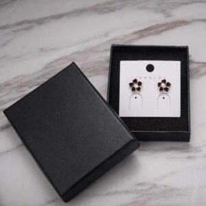 925 Sterling Silver Stud Earrings,Cute Flower Ear Studs for Women,White/Black/Rose Gold Plated, Hypoallergenic Jewelry Gift (Black)