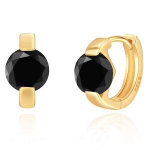 neoshow small gold hoop earrings for women 14k real gold plated cubic zirconia huggie earrings tiny cute cartilage hypoallergenic earrings jewelry gifts for women (black)