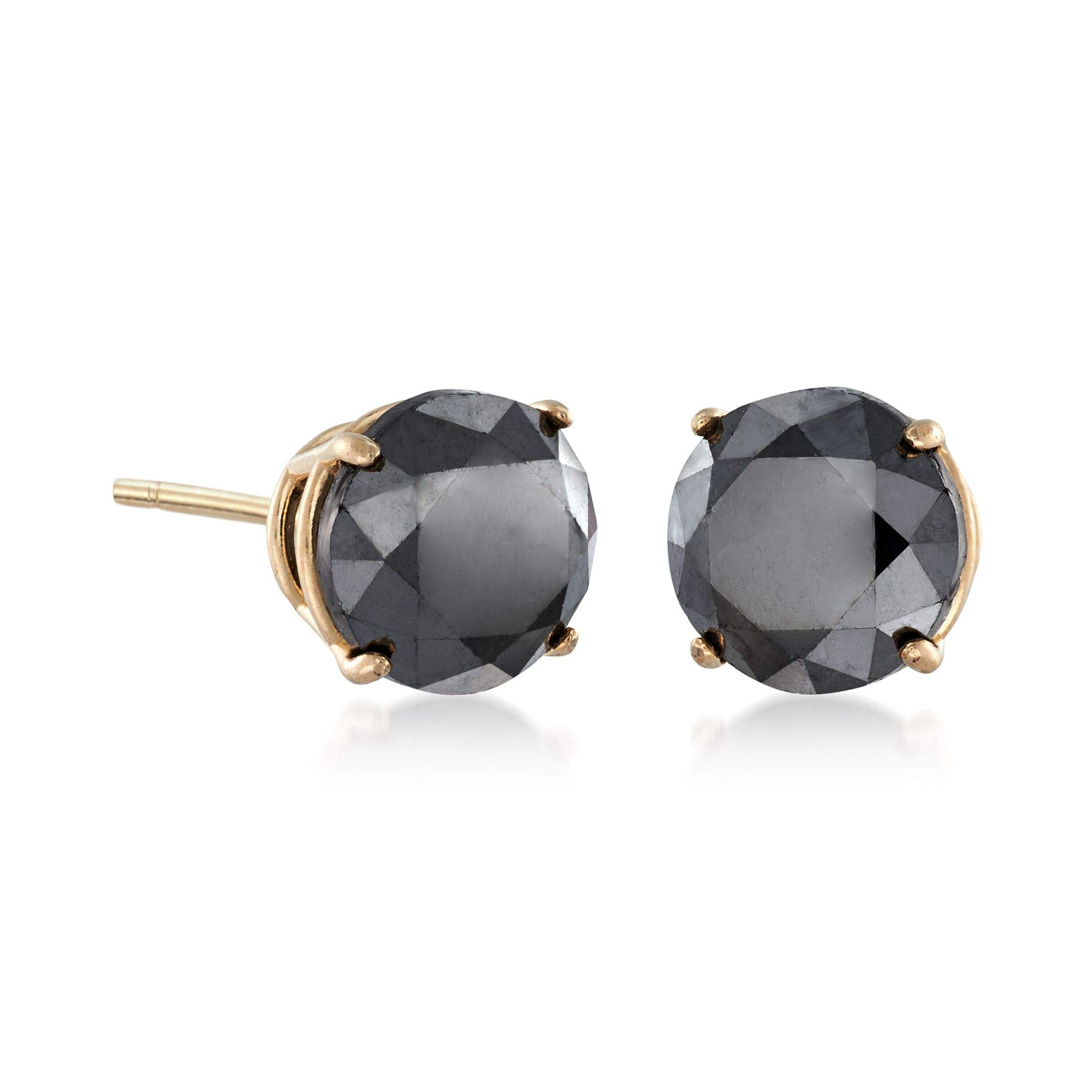 Ross-Simons 2.00 ct. t.w. Black Diamond Stud Earrings in 14kt Yellow Gold