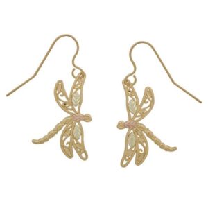 10k Gold Black Hills Dragonfly Earrings