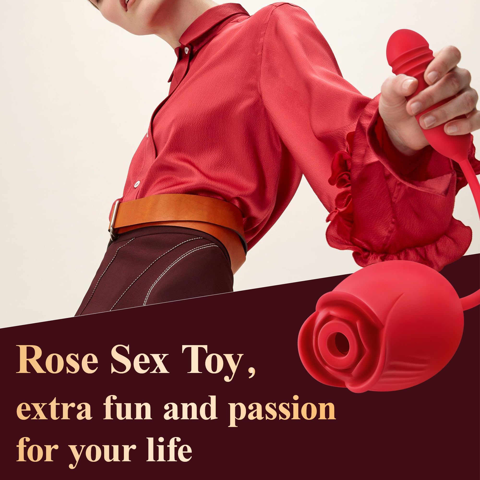 Sex Toys Dildo Rose Vibrator - Upgraded Rose Sex Toy for Women with 9 Sucking & 9 Thrusting Vibrating Dildos G Spot Vibrators for Clit Nipple, Women Adult Sex Toys Games for Couples Sex Machine