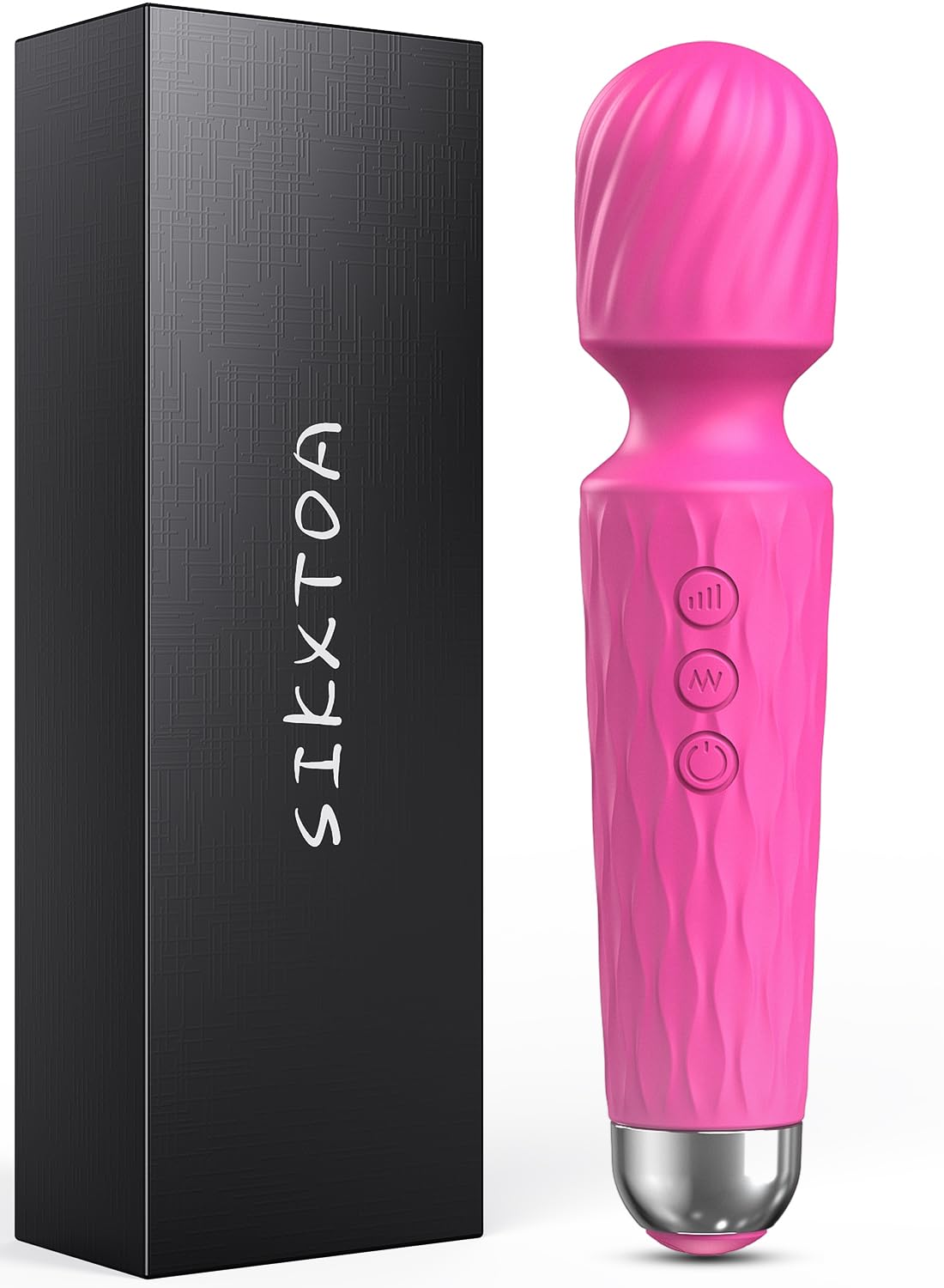 SIKXTOA Vibrator Wand, G Spot Female Adult Sex Toys, Vibrators for Her, Wand Massager, Clit Stimulator Sex Toy, Dildo, with 8 Speeds of Pleasure & 20 Patterns, Powerful, Waterproof (Rose)