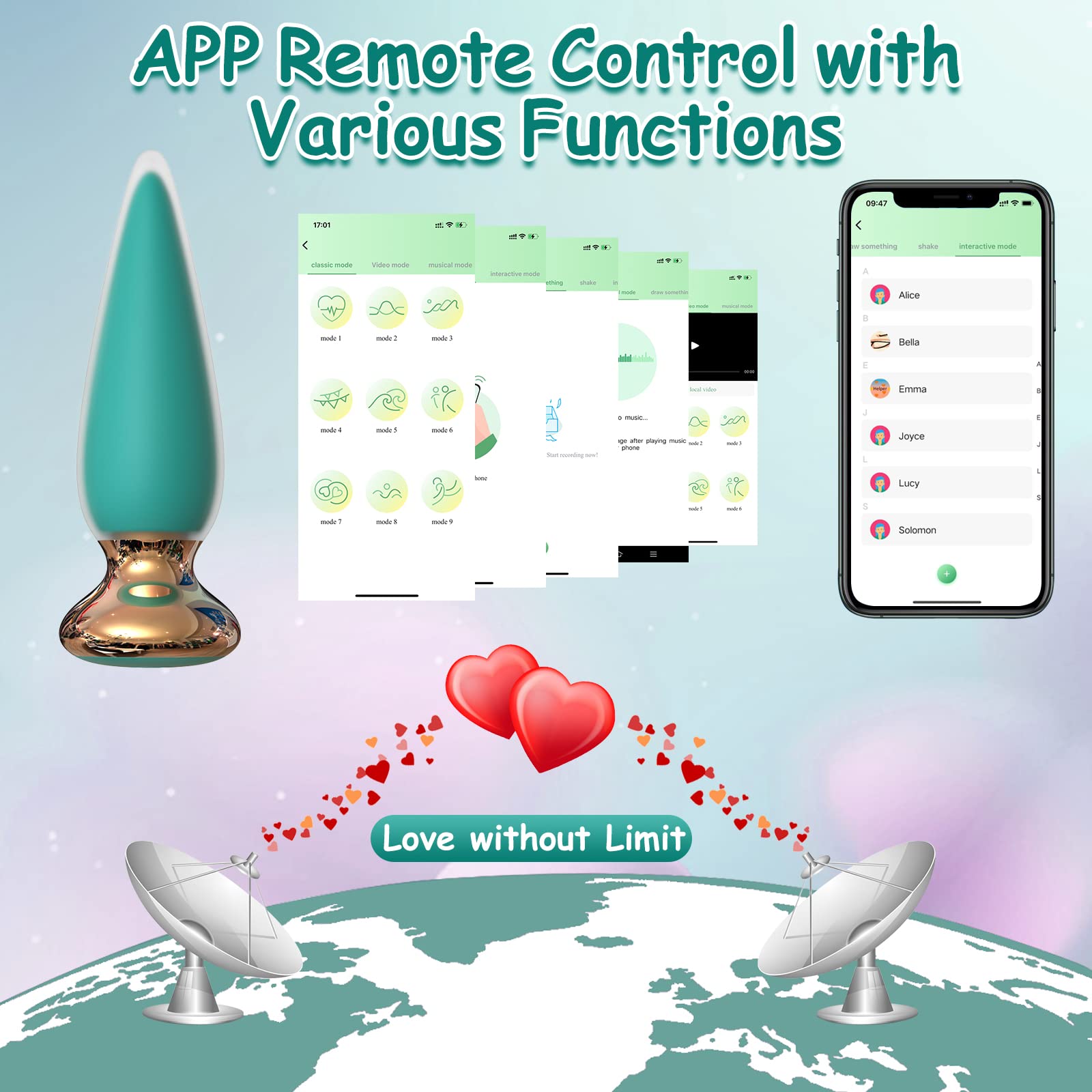 App & Remote Control Anal Butt Vibrator Prostate Massager, 9 Classic Vibrating Modes G-Spot Vibrator Rechargeable APP Control Anal Plug Vibrator Adult Sex Toys for Men & Couple