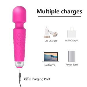 Female Vibrator, G-Spot & Sex Toy, 20 Modes & 8 Speeds Wand Massager, Quiet, Waterproof, USB Rechargeable Vibrator, Hand-Held Cordless Sex Toys Vibrator for Her Pleasure, Female Adult Toy - Rose