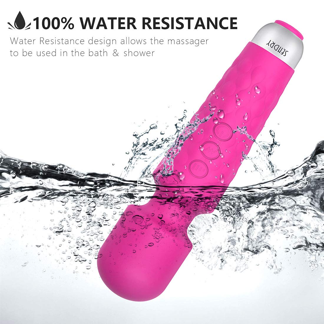 Female Vibrator, G-Spot & Sex Toy, 20 Modes & 8 Speeds Wand Massager, Quiet, Waterproof, USB Rechargeable Vibrator, Hand-Held Cordless Sex Toys Vibrator for Her Pleasure, Female Adult Toy - Rose