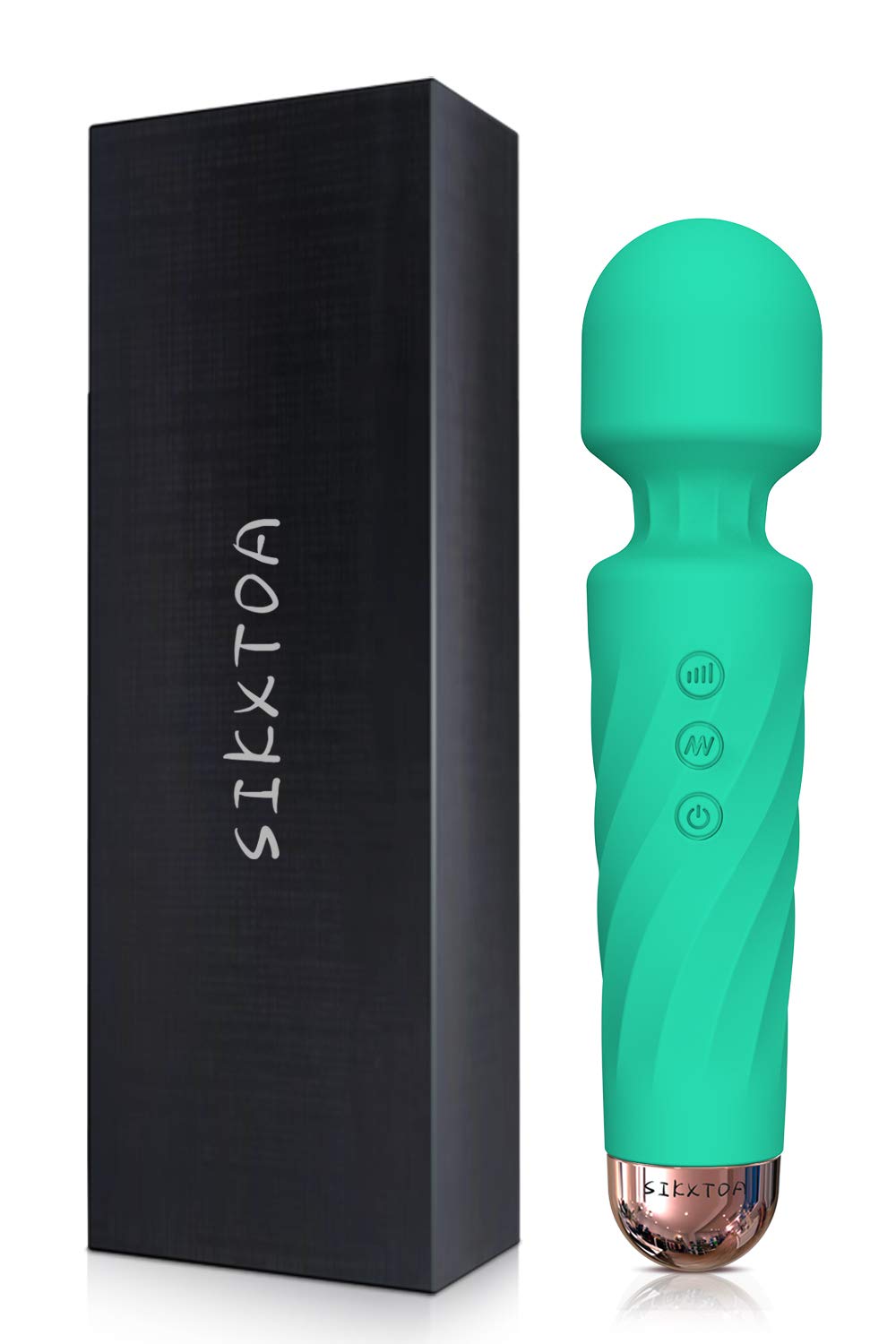 SIKXTOA Mini Vibrator, 8 Speeds 20 Patterns, G Spot Massage Wand, Clitoral Stimulator, Dildo, Sex Toys- Rechargeable Handheld Powerful Silent Waterproof, Female Adult Toys (Wave Green)