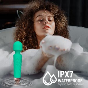 SIKXTOA Mini Vibrator, 8 Speeds 20 Patterns, G Spot Massage Wand, Clitoral Stimulator, Dildo, Sex Toys- Rechargeable Handheld Powerful Silent Waterproof, Female Adult Toys (Wave Green)