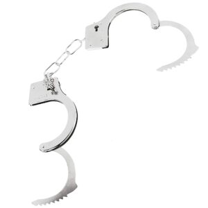 Skeleteen Metal Handcuffs with Keys - Toy Police Costume Prop Accessories Metal Chain Hand Cuffs with Safety Release and Key