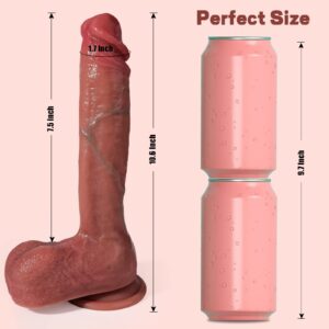 Realistic Dildos Feels Like Skin, 10.5 Inch Silicone Dildo with Strong Suction Cup for Hands-Free Play, Lifelike Dildo with Big Balls Fake Penis for Anal Play, Adult Sex Toys for Women and Men Orgasm