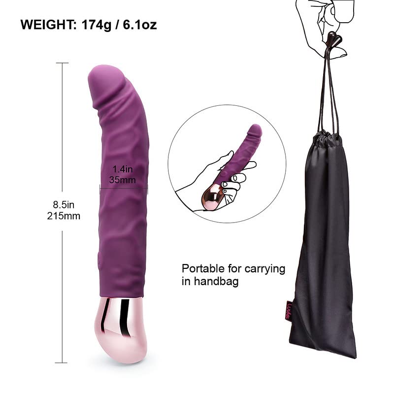 Rechargeable Realistic Dildo Vibrator for Women,G-Spot & Clitoral Stimulation with 10 Vibration Modes Adult Sex Toy for Couples Women (Purple)