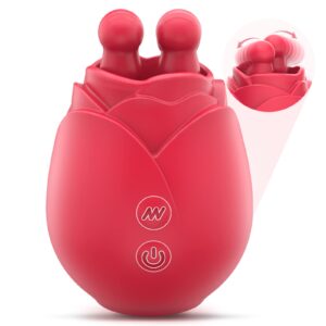 double tongue licking kneading rose swing toy, skin friendly touch clitoral nipple anal vibrators, 10 stimulating vibration modes, waterproof sex toy for women couple (rose)