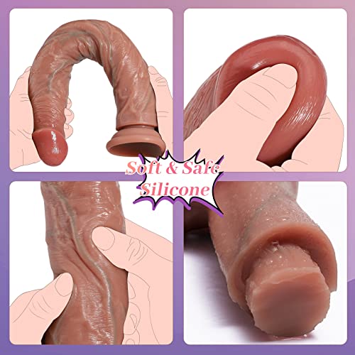 Small Glans Big Thick Dildo, 13.4" Huge Realistic Dildo without Balls for Anal Play, Silicone Dildos Fake Penis with Strong Suction Cup Adult Sex Toy for Vagina Anal G-spot Stimulating Quick Orgasm