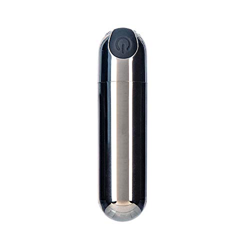 pure love Vibrator Bullet, Rechargeable, Waterproof, Adult Sex Toy, Smoky Silver, 3"