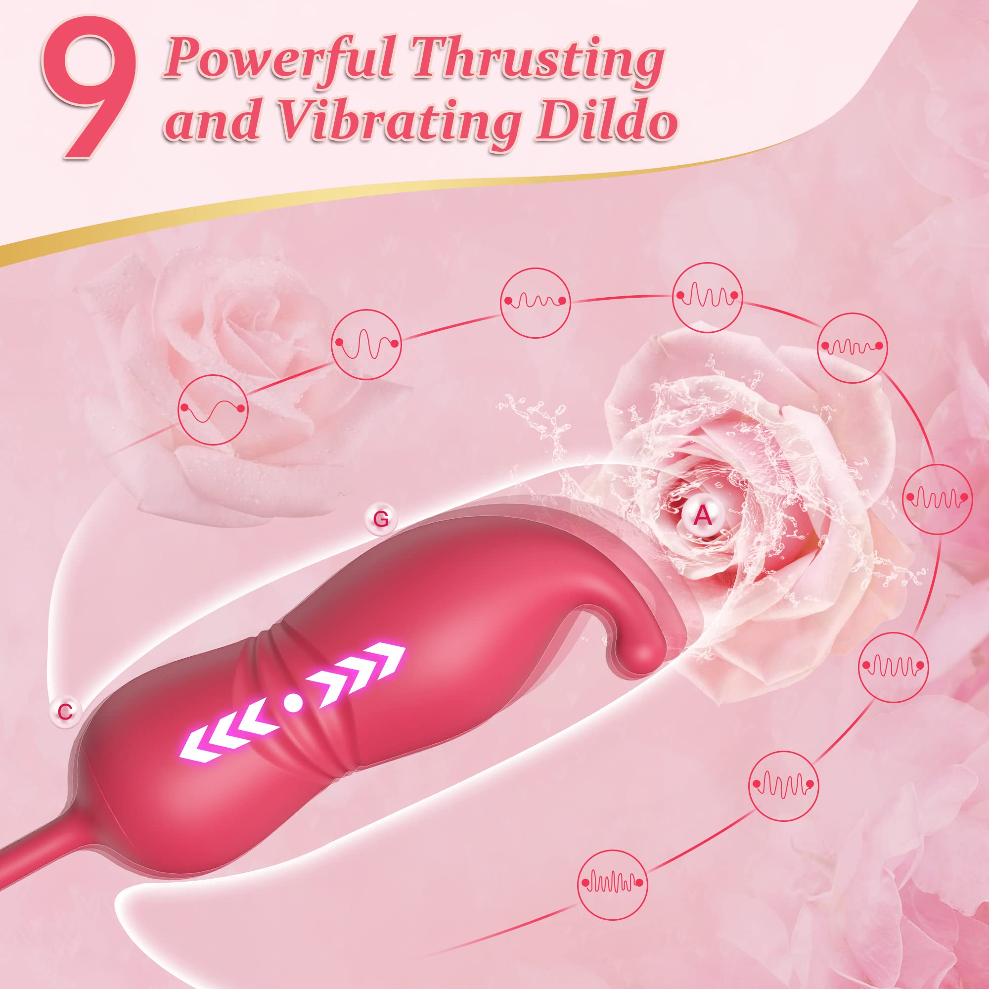 Rose Sex Toy Clitoris Vibrator - Upgraded 3 in 1 Vibrator for Woman, Clit Nipple Licker G Spot Stimulator, 9 Tongue Licking & 9 Thrusting Dildo, Adult Sex Toy Games for Woman Man Couples Pleasure