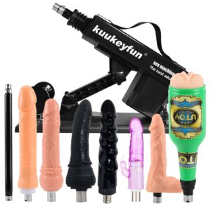 thrusting sex machine, automatic dildo machine for women and men, adjustable adult sex toys with attachments (9 piece set)