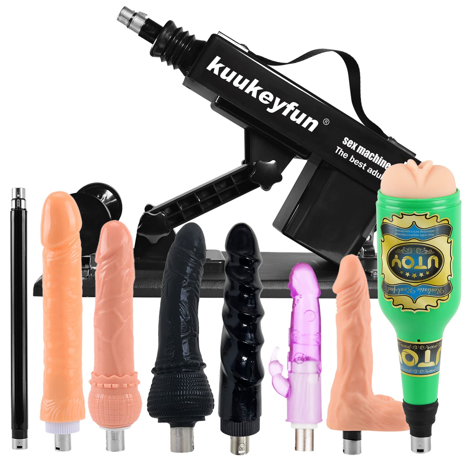 Thrusting Sex Machine, Automatic Dildo Machine for Women and Men, Adjustable Adult Sex Toys with Attachments (9 Piece Set)