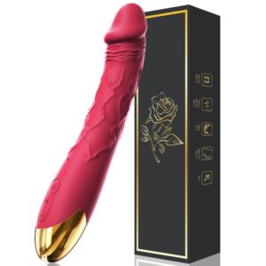 7.6 inch realistic dildo vibrator for women，10 powerful vibration modes for clitoral and g-spot stimulation, waterproof rose adult sex toys for women and couples