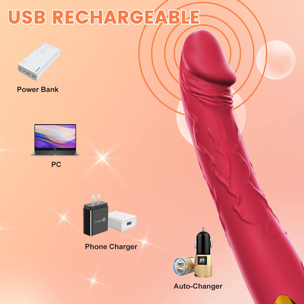 7.6 Inch Realistic Dildo Vibrator for Women，10 Powerful Vibration Modes for Clitoral and G-spot Stimulation, Waterproof Rose Adult Sex Toys for Women and Couples