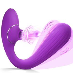 sucking vibrator for women sex toys - 2in1 suction vibrator rose sex toy with 10 air-pulsing & vibrating dildo modes, flexible shaft use for clit sucker, g spot vibrating dildos thrusting vibrators