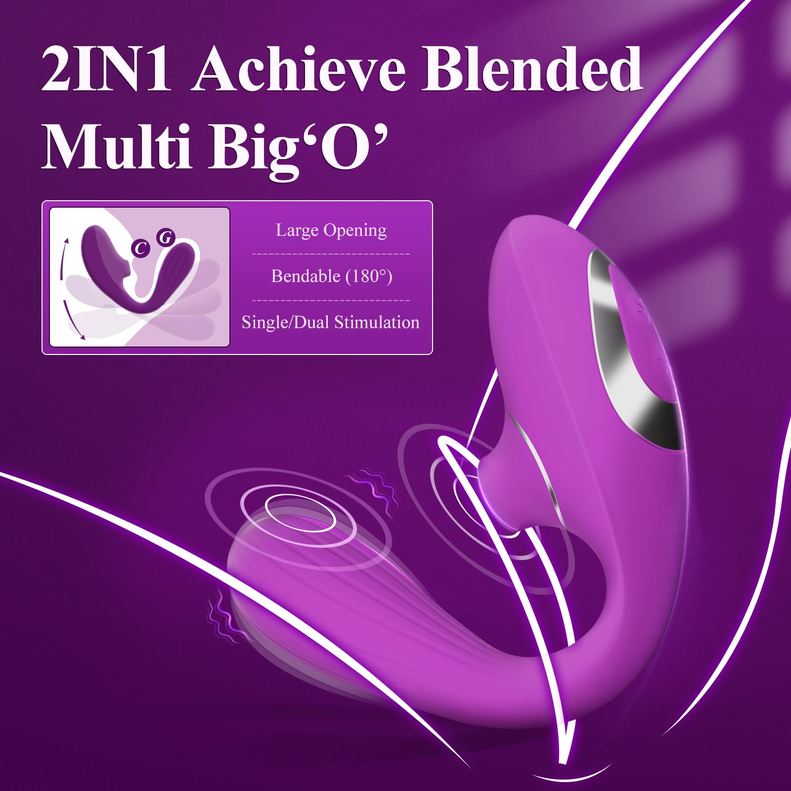 Sucking Vibrator for Women Sex Toys - 2IN1 Suction Vibrator Rose Sex Toy with 10 Air-pulsing & Vibrating Dildo Modes, Flexible Shaft Use for Clit Sucker, G Spot Vibrating Dildos Thrusting Vibrators