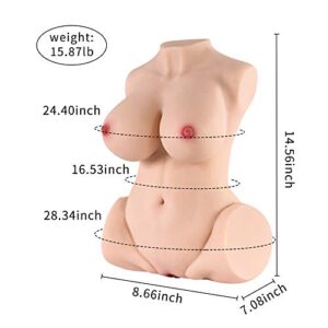 Sex Doll Male Masturbator - 15.8 LB Love Doll with Realistic Torso, Real Big Boobs, Vagina Anal, 3 in 1 Lifelike 3D Tight Pussy Anus for Men Masturbation, with Built-in Spine, Life-Size Adult Sex Toy