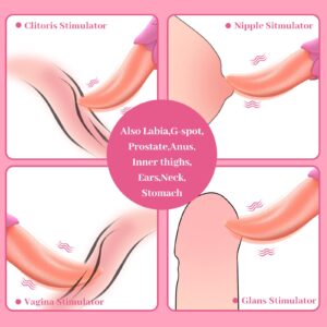 Clitoral Licking Tongue Vibrator, Vbrating Rose Sex Toy for Women, Clit & Nipple Stimulator with 10 Vibration, Female Adult Sex Toys, Dildo Realistic Soft Tongue: Pat, Lick