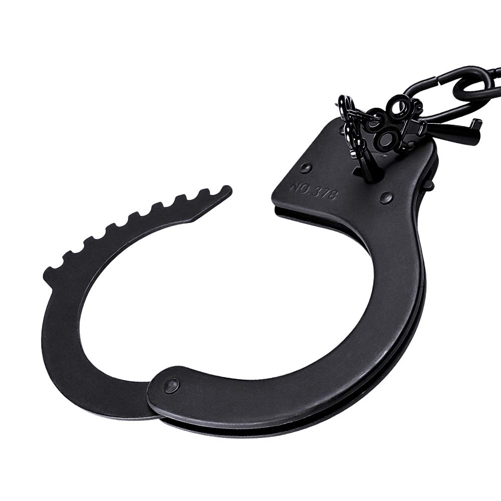 Bedsecret Handcuffs Double Lock Steel Police Edition Professional Grade Handcuffs,Hand Cuffs Cop with Keys（black）