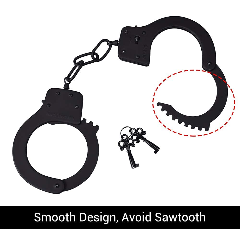 Bedsecret Handcuffs Double Lock Steel Police Edition Professional Grade Handcuffs,Hand Cuffs Cop with Keys（black）