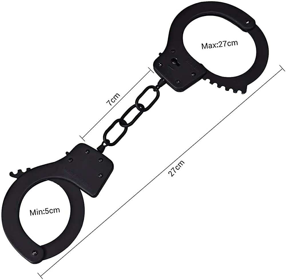 Bedsecret Handcuffs Double Lock Steel Police Edition Professional Grade Handcuffs,Hand Cuffs Cop with Keys（black）