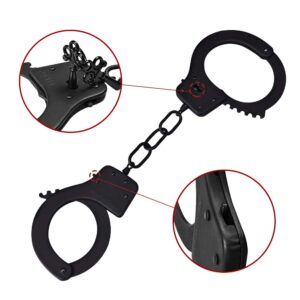 Bedsecret Handcuffs Double Lock Steel Police Edition Professional Grade Handcuffs,Hand Cuffs Cop with Keys（black）