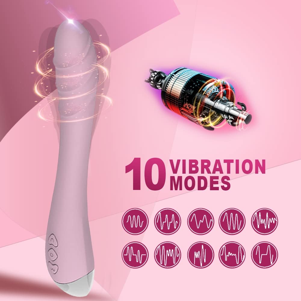 Realistic G-spot Dildo Vibrator for Women, Vaginal Anal Clitoris Stimulator for Solo Masturbation or Couple Lover Sex Things, Silicone Adult Sex Toys Massager with 10 Vibration Modes