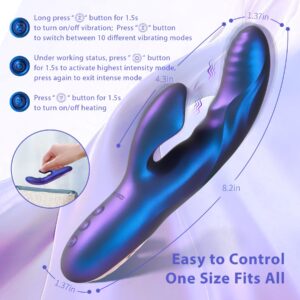 Rabbit Vibrator Sex Toy for Women - ZEMALIA Dildo Clitoral Vibrators with 10 Vibrations + Warming Function Clitoris and G Spot Double Stimulation Personal Massager - Adult Sex Toys for Women, Couple