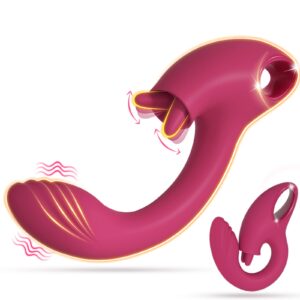 G Spot Dildo Vibrator with 2 Tongue Clit Licker, Women Adult Sex Toys, Clitoris Tongue Licking Vibrator Female Couples Rabbit Sex Toy, Vibrating Dildos Clitoral Stimulator Wand Vibrators for Woman Her