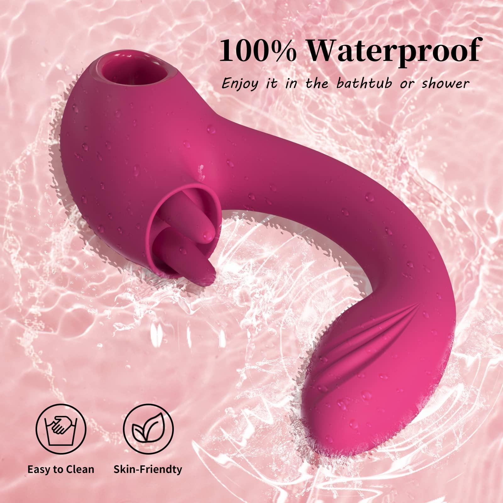 G Spot Dildo Vibrator with 2 Tongue Clit Licker, Women Adult Sex Toys, Clitoris Tongue Licking Vibrator Female Couples Rabbit Sex Toy, Vibrating Dildos Clitoral Stimulator Wand Vibrators for Woman Her