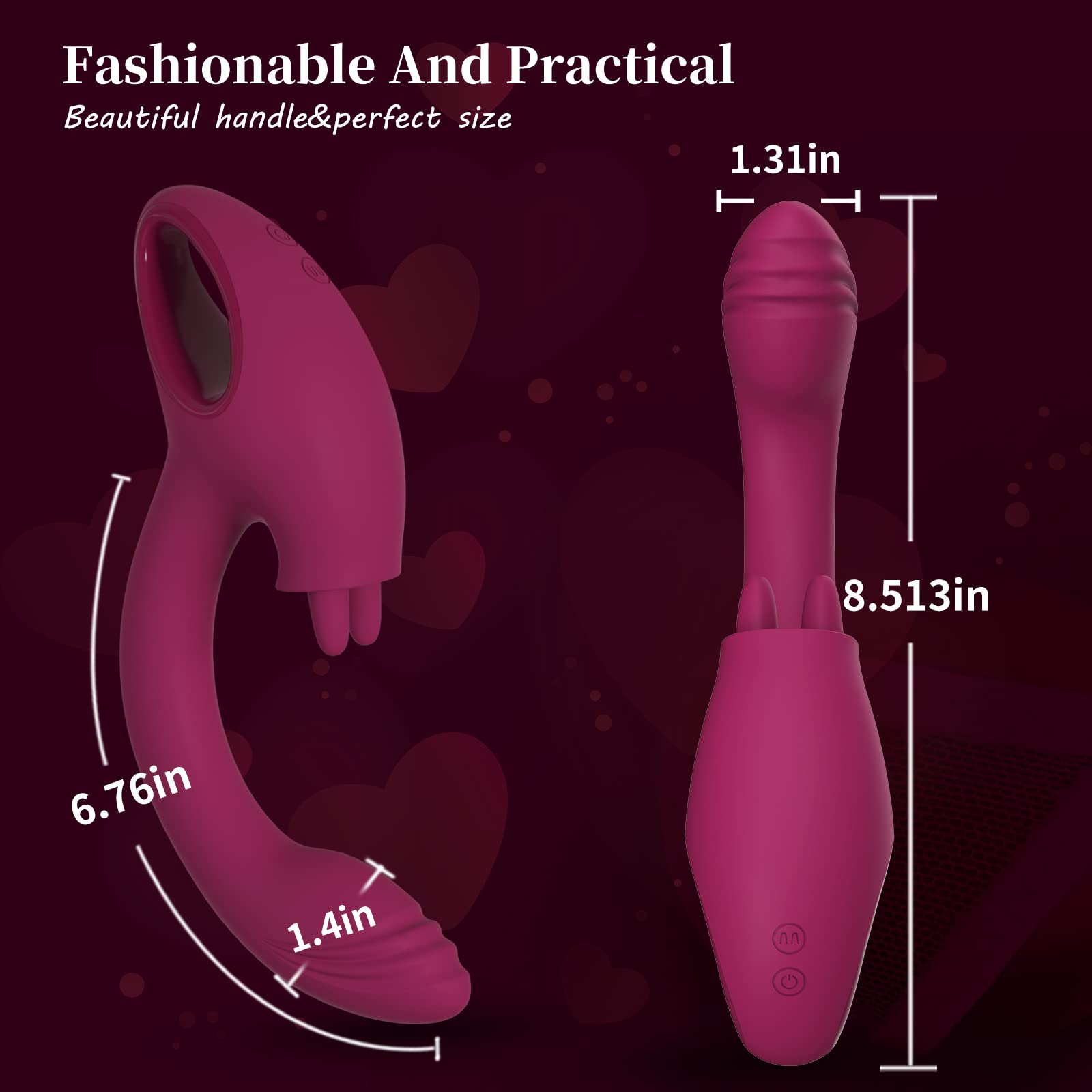 G Spot Dildo Vibrator with 2 Tongue Clit Licker, Women Adult Sex Toys, Clitoris Tongue Licking Vibrator Female Couples Rabbit Sex Toy, Vibrating Dildos Clitoral Stimulator Wand Vibrators for Woman Her