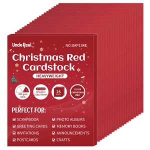 25 Sheets Christmas Red Cardstock - 8.5'' x 11'' 92lb Double-sided Cover Card Stock 250gsm Heavyweight Paper for Art Crafts Business Cards Party Décor UAP13RE