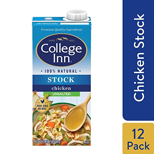 COLLEGE INN Unsalted Chicken Stock, 12 Pack, 32 oz Carton