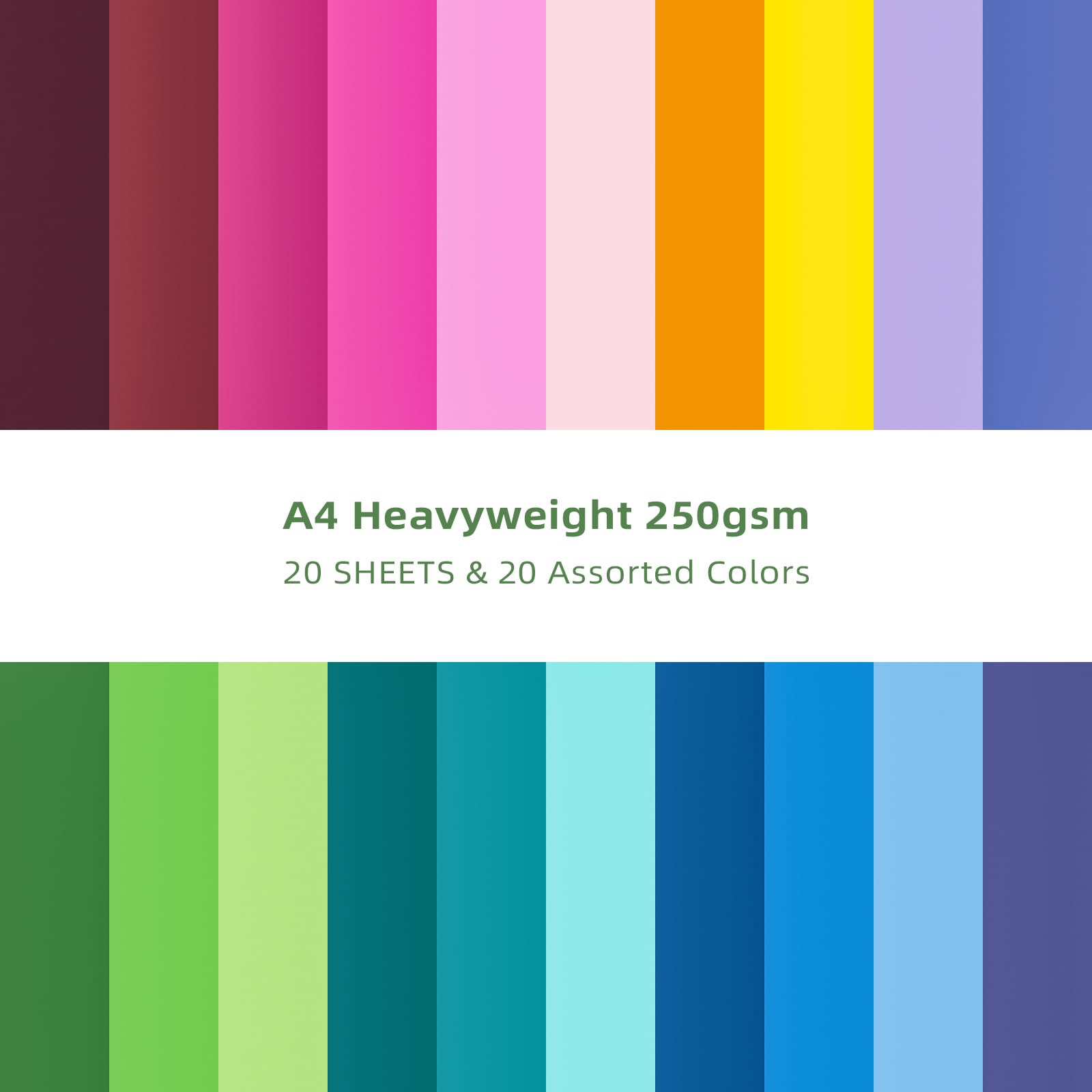 20 sheets Color Cardstock, Multi Colors A4 85lb Cover Card Stock Printer Paper Heavyweight for Card Making, Craft, Scrapbooking, Party Decors, Kids School Supplies