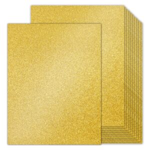 double-sided gold glitter cardstock 8.5 x 11 24 sheets, goefun 80lb no-shed shimmer glitter paper for wedding parties, invitations, birthday, diy craft projects, anniversary