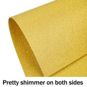 Double-Sided Gold Glitter Cardstock 8.5 x 11 24 Sheets, Goefun 80lb No-Shed Shimmer Glitter Paper for Wedding Parties, Invitations, Birthday, DIY Craft Projects, Anniversary