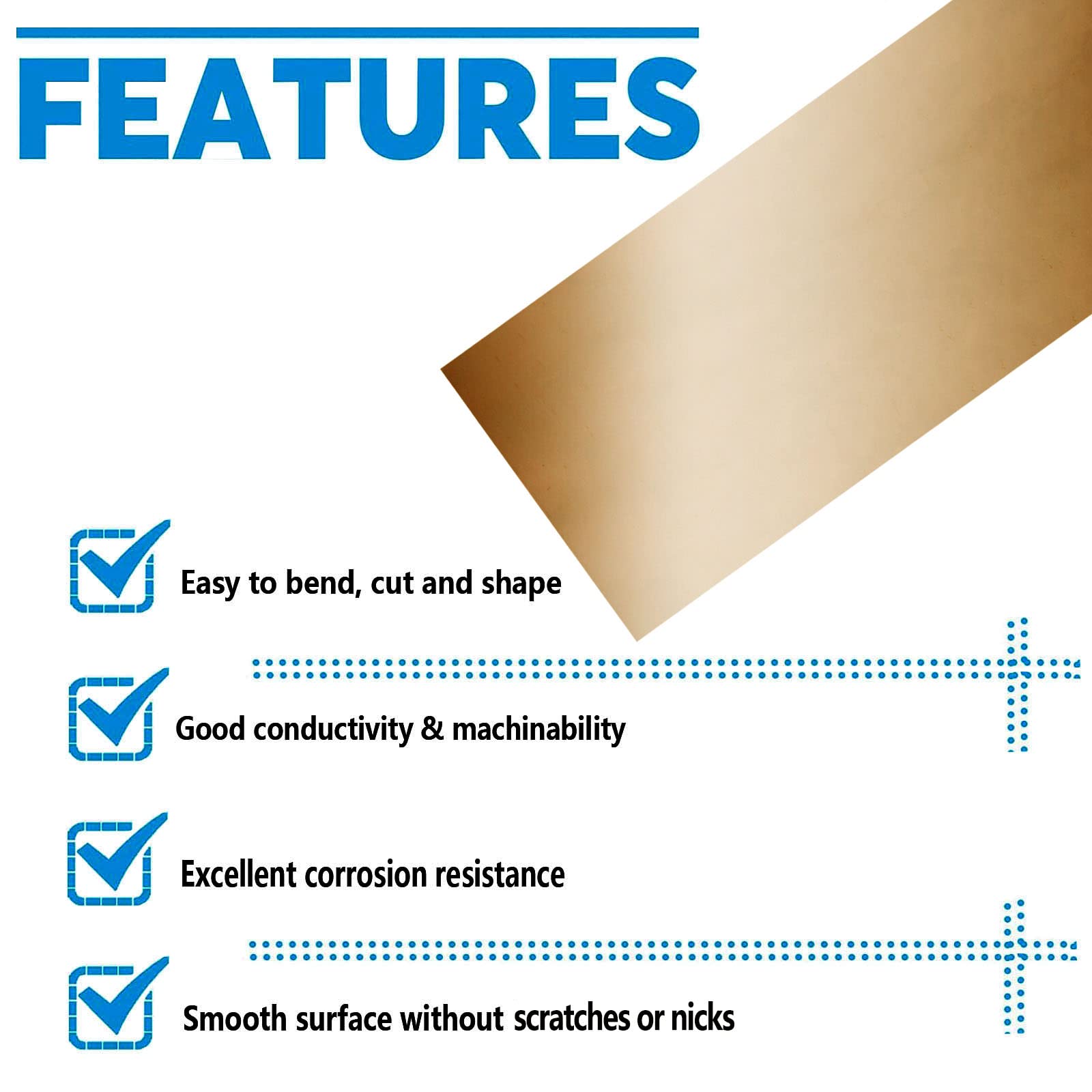 Brass Sheet, Brass Shim Stock Assortment, 6" Length x 3" Width, 0.002", 0.004", 0.006", 0.008",0.012" and 0.016" Thickness, Brass Shim Stock 6 Pieces