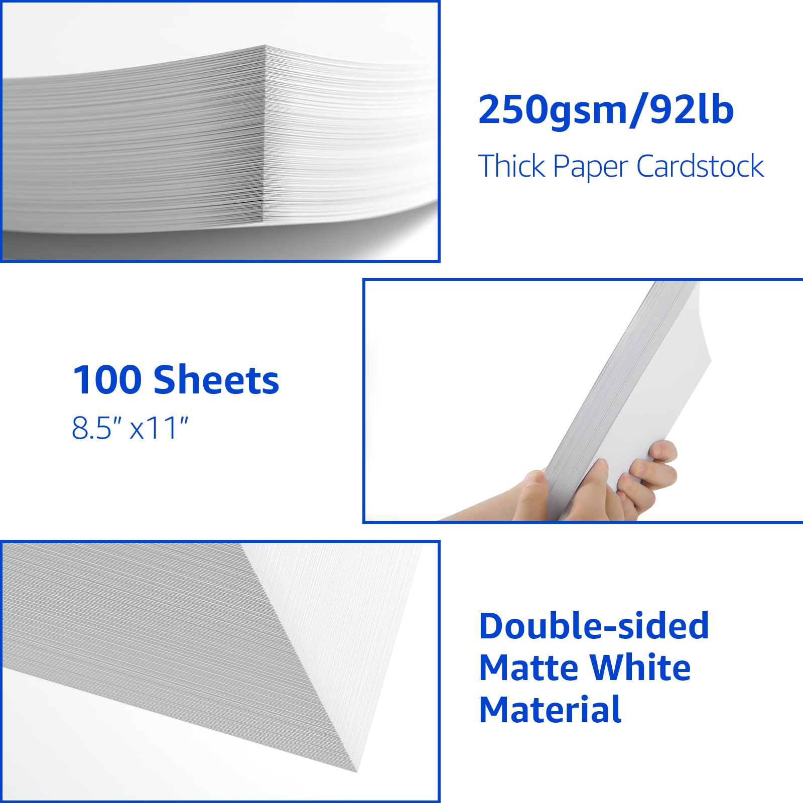 CREGEAR 100 Sheets White Cardstock 8.5 x 11 Thick Paper Cardstock Paper, 92lb/250gsm Card Stock Printer Paper, Thick Cardstock Cover Stock for Invitations, Printing, Invitations, Cards