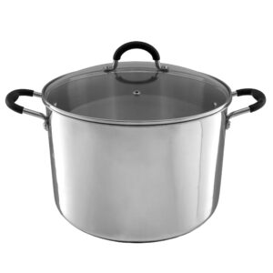 large stock pot-stainless steel pot with lid-compatible with electric, gas, induction or gas cooktops-12-quart capacity cookware by classic cuisine