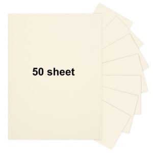 50 pieces 8.5" x 11" cream cardstock, heavyweight cardstock sheets blank invitation paper greeting cards printable, 74lb cover 200 gsm