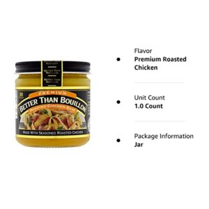 Better Than Bouillon Premium Roasted Chicken Base, Made with Seasoned Roasted Chicken, 38 Servings, Blendable Base for Added Flavor, 8-Ounce Jar (Pack of 1)