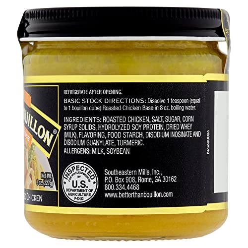 Better Than Bouillon Premium Roasted Chicken Base, Made with Seasoned Roasted Chicken, 38 Servings, Blendable Base for Added Flavor, 8-Ounce Jar (Pack of 1)