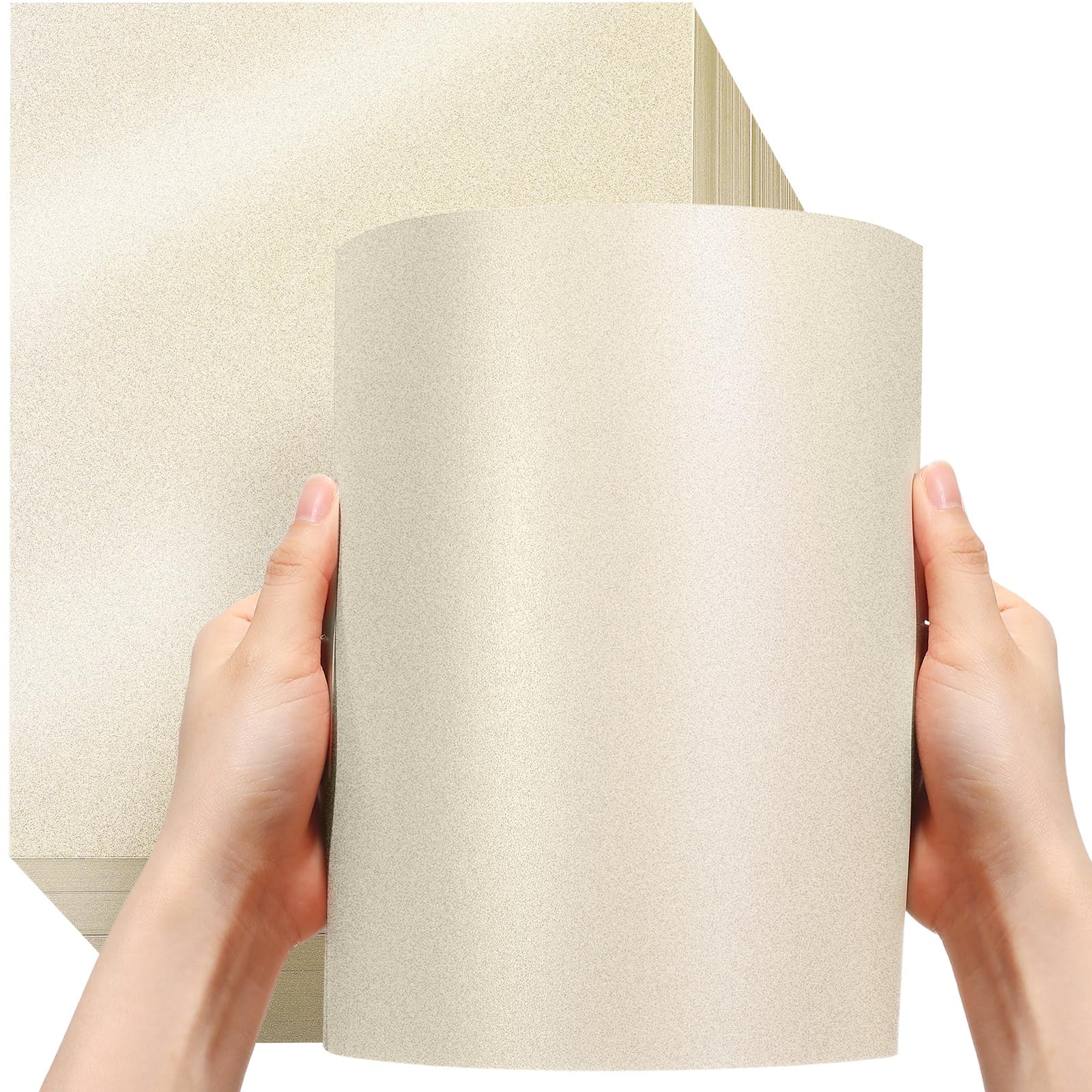 250 Sheets 8.5 x 11 Inch Metallic Paper Shimmer Card Stock 80lb 210 Gsm Double Sided Card Stock Printer Paper for Weddings Birthdays Craft Use Invitations Certificates DIY Cards (Cream)