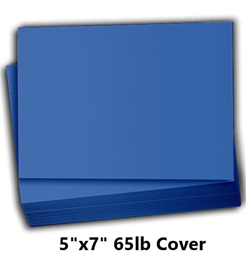 Hamilco Colored Scrapbook Cardstock Paper 5x7 Card Stock Paper 65 lb Cover 100 Pack (Cobalt Blue)