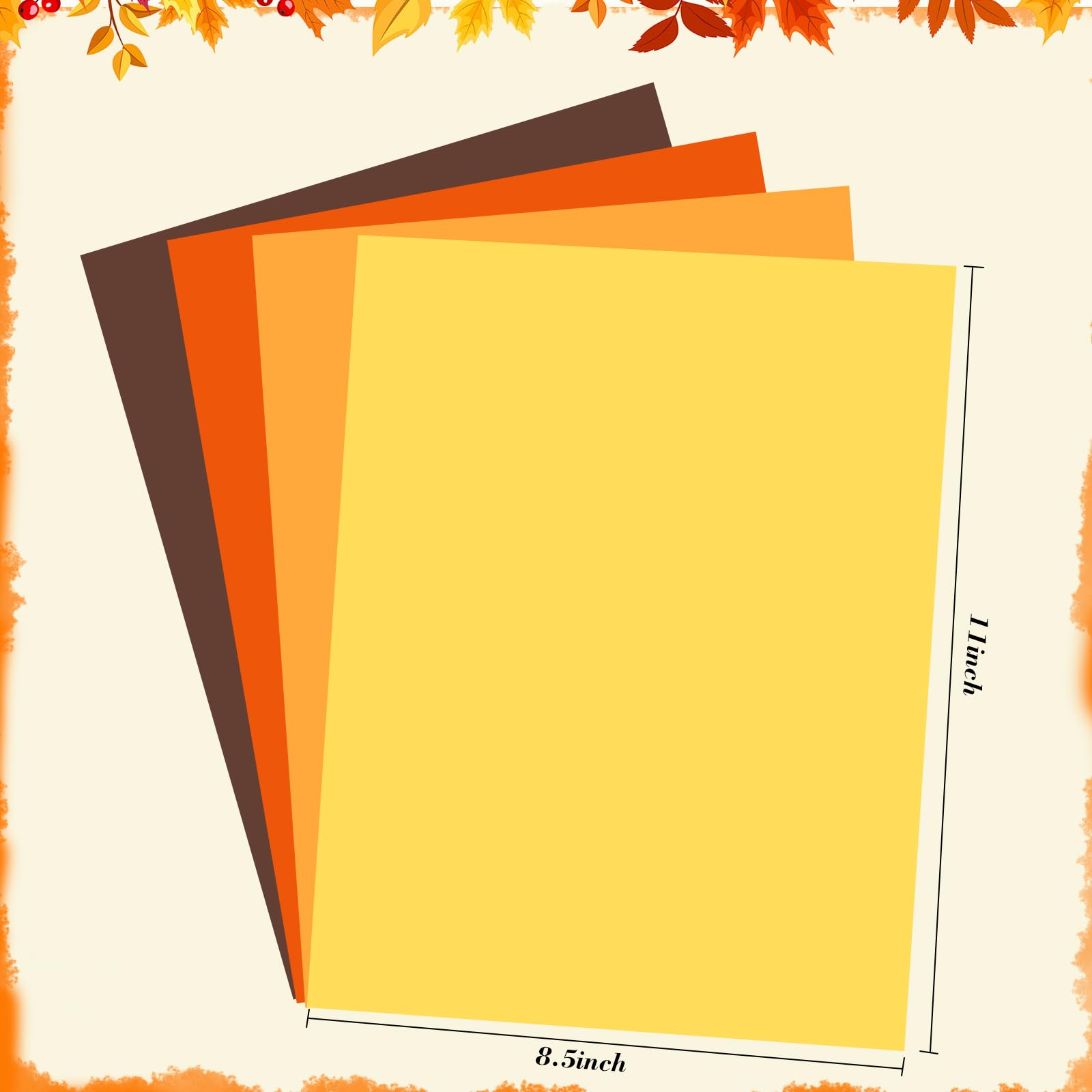 Kosiz 200 Sheets Autumn Cardstock Paper 8.5 x 11" Thanksgiving Day Card Stock 4 Assorted Colors Cardstock for Greetings, Gift Tags, Art, School Supplies, Invitations, Announcements