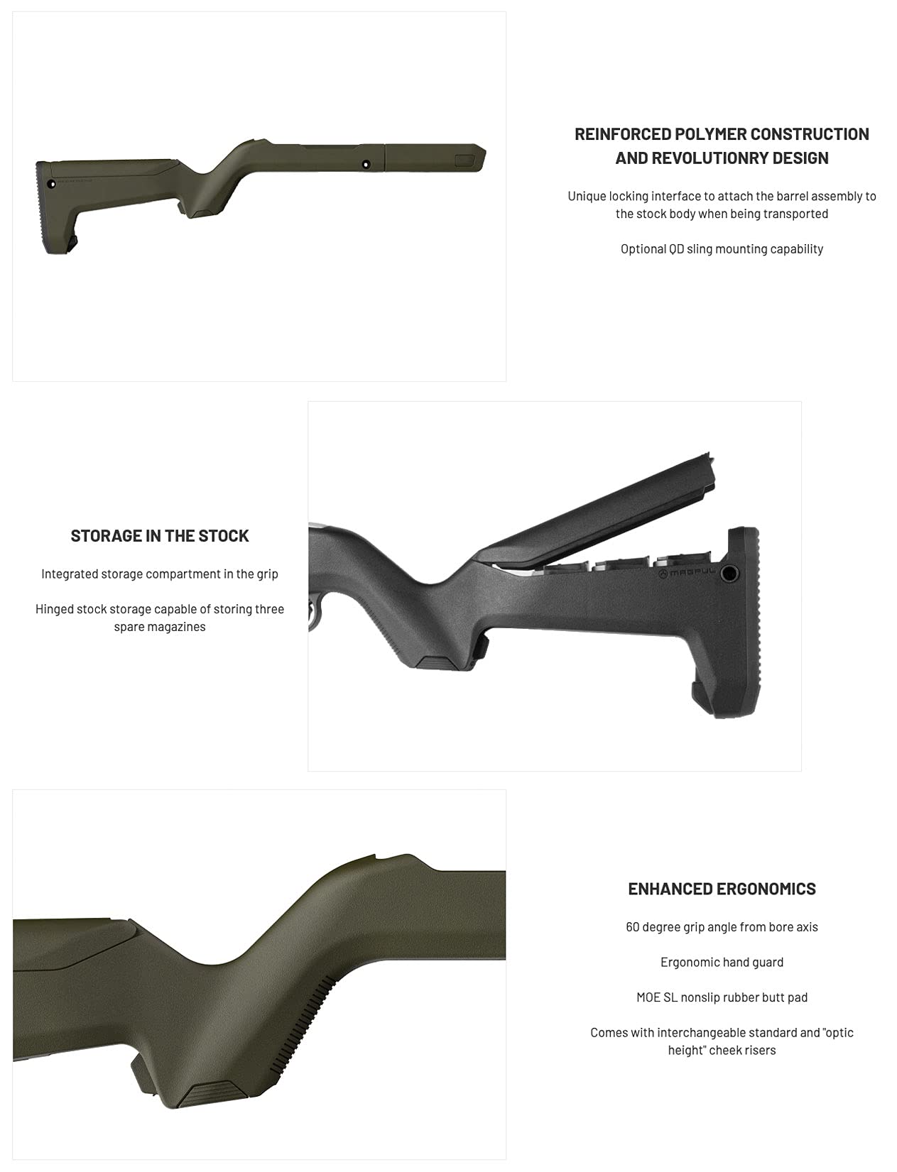 Magpul X-22 Backpacker Stock for Ruger 10/22 Takedown, Olive Drab Green